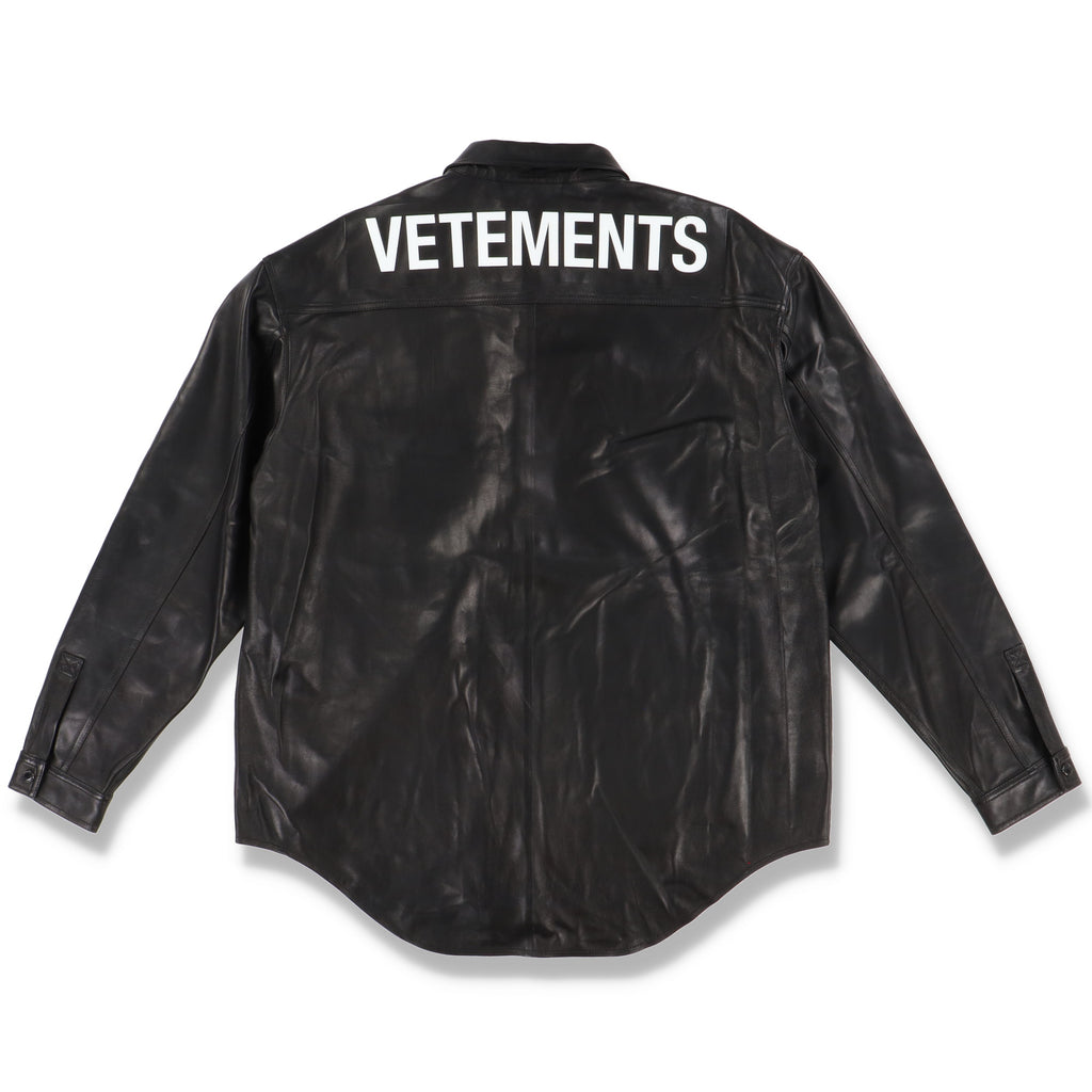 Vetements Black Lambskin Oversized Logo Shirt