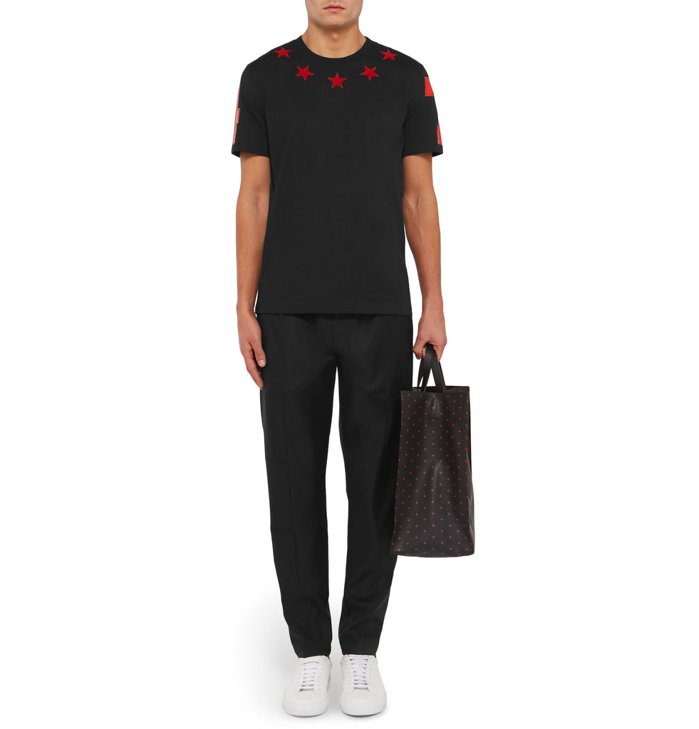 Givenchy Black and Red Felt 5 Stars T Shirt Balewink